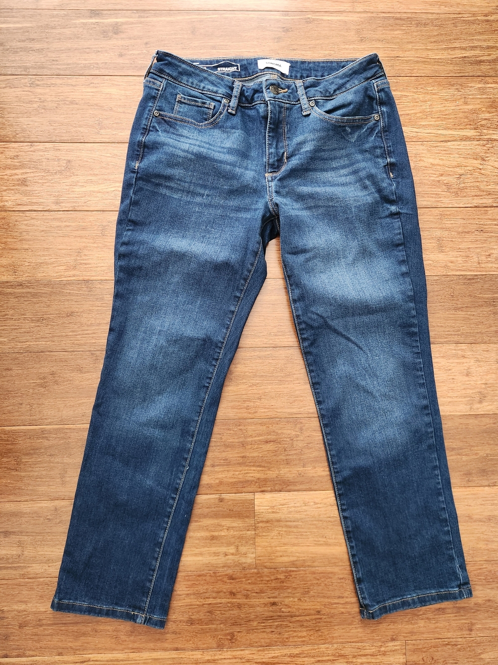 Sonoma Women's Straight Leg Denim Blue Jeans, 10P 10 Petite